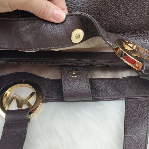 Michael Kors Fulton East West Chocolate Brown Pebbled Leather Tote - Picture 5 of 16